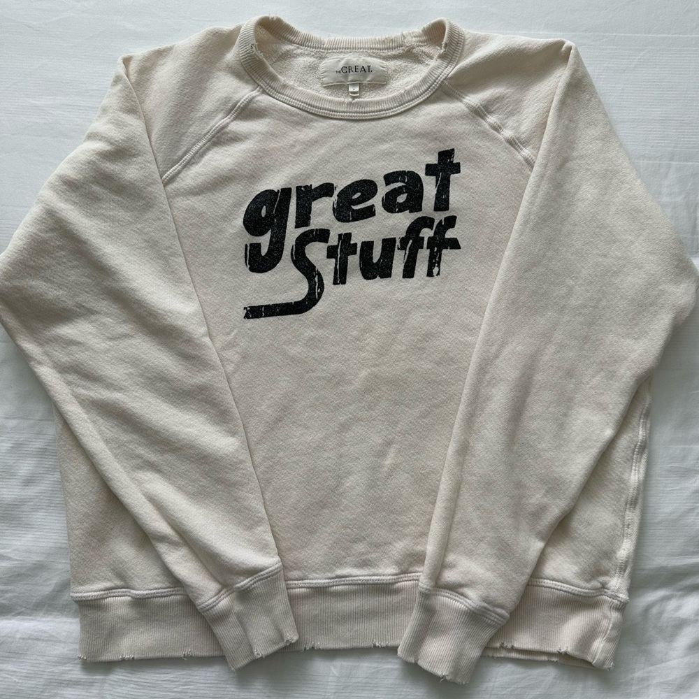 The Great College Sweatshirt “Great Stuff” Graphic in Washed White - Size 0 (XS)